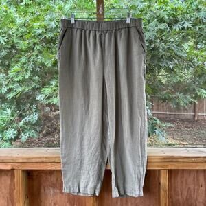 Quince Women's Sage Green 100% Linen Pull On Pants Size L